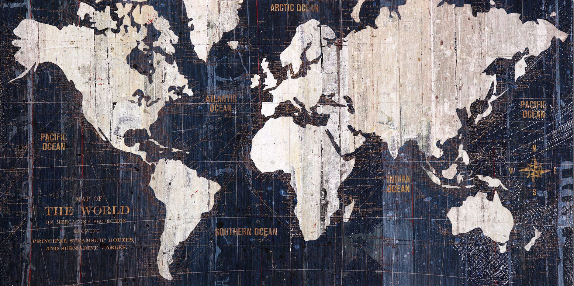 Tranh bản đồ thế giới trắng đen