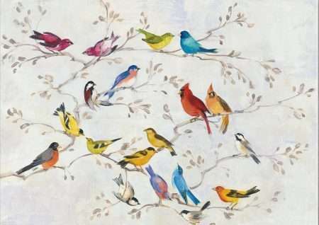 Tranh in với bầy chim đầy màu sắc