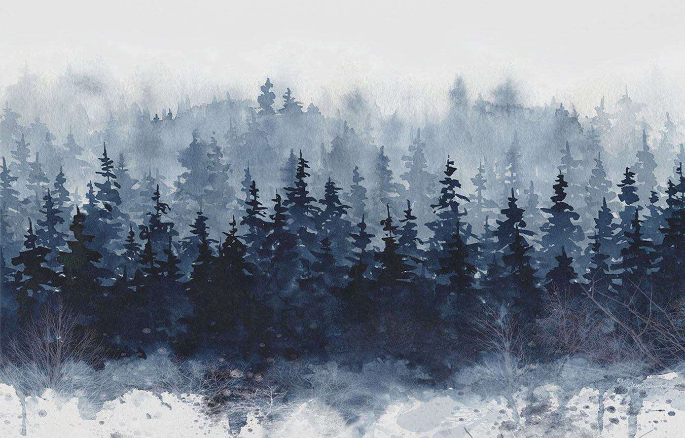 Tranh rừng thông vào mùa đông 4-4027