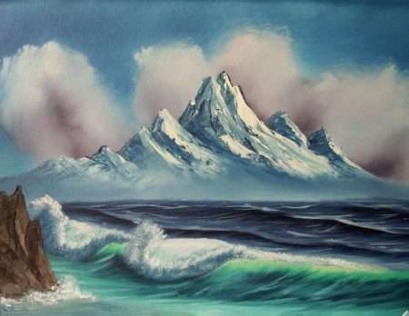 Tranh sơn dầu phong cảnh mặt biển sóng vỗ rì rào