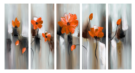 Bộ tranh 5 mảnh cành hoa màu cam 4-5022