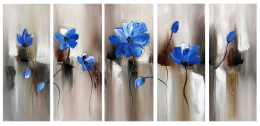 Bộ tranh 5 mảnh cánh hoa màu xanh 4-9022